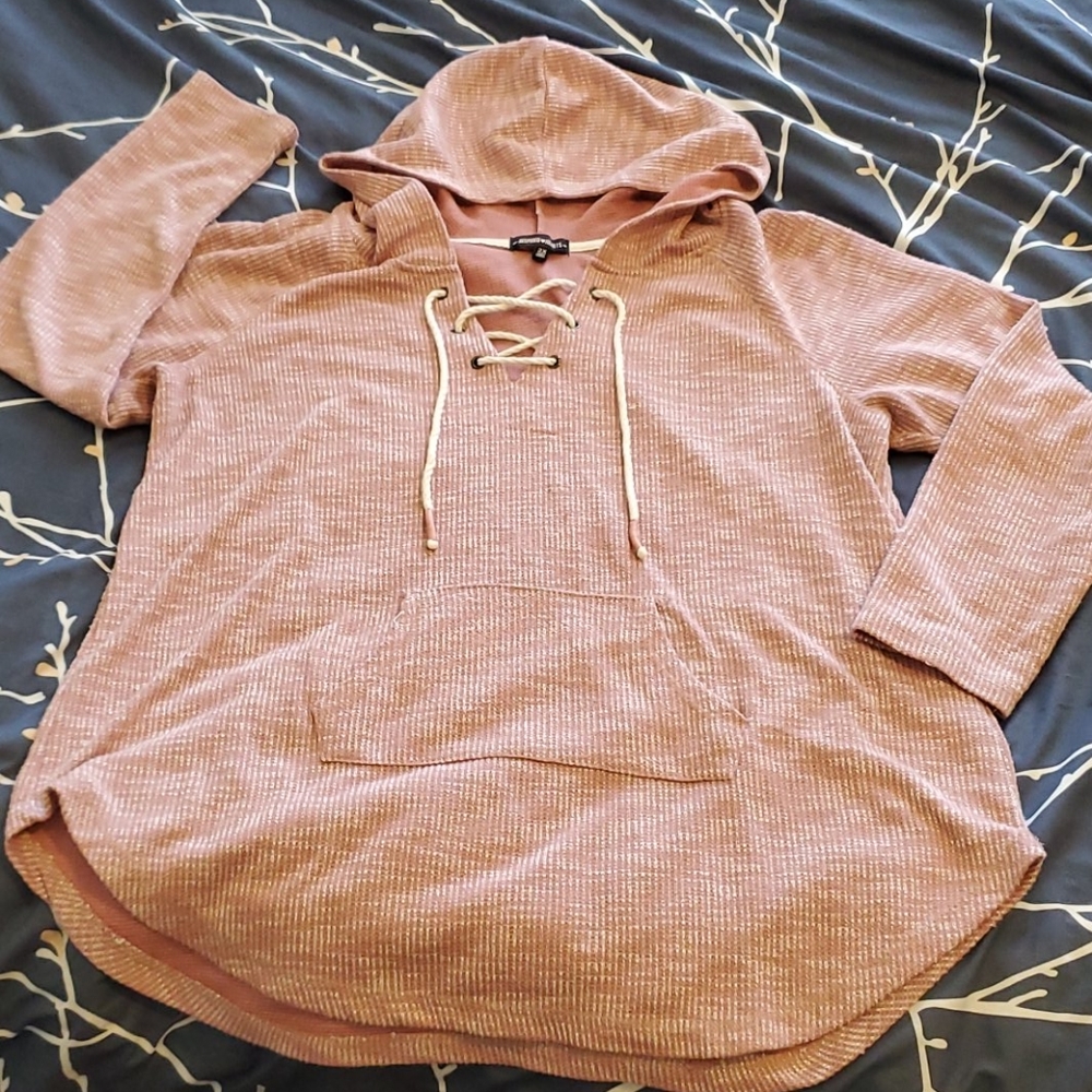 Light pink Linen lace-up sweatshirt